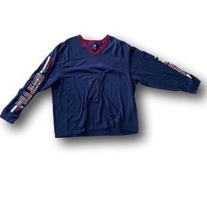 Rl Polo Jeans Company Vintage V-Neck Sleeve Print | Navy